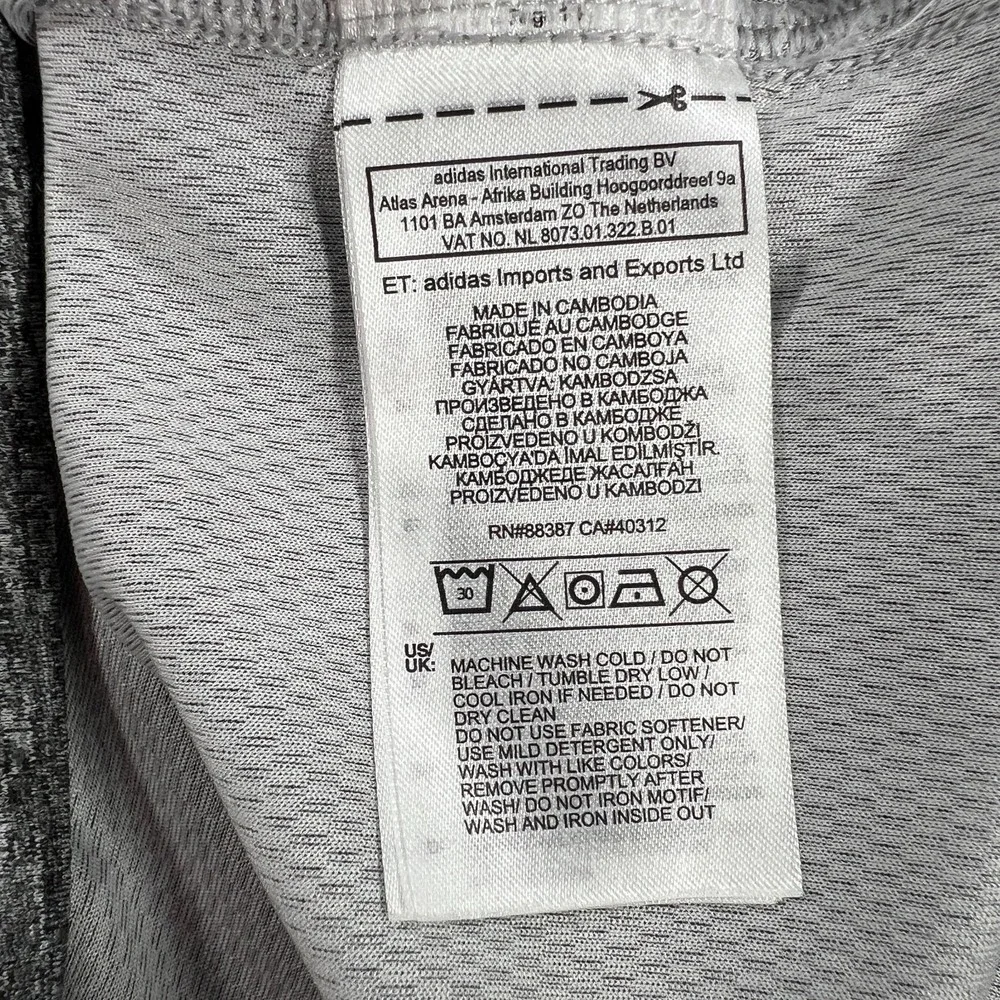 Adidas Shirt Mens Medium Gray Short Sleeve Active Workout Casual Performance